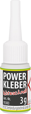 PETEC 93303 POWER KLEBER blitzschnell Sekundenklebstoff Klebstoff, Kunststoffreparatur