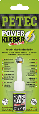 PETEC 93410 POWER KLEBER blitzschnell Sekundenklebstoff Klebstoff, Kunststoffreparatur