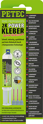 PETEC 93510 2K-POWERKLEBER, 2K-Sekundenklebstoff Klebstoff, Kunststoffreparatur
