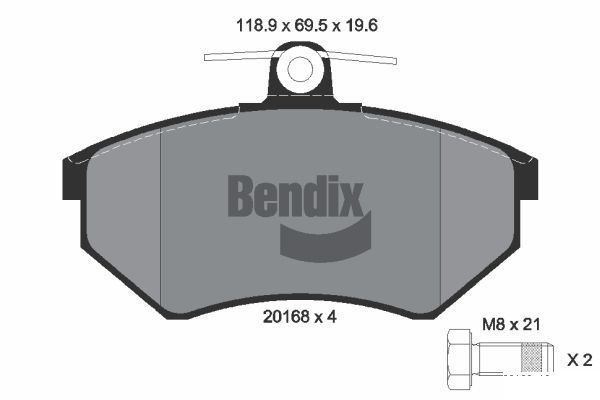 BENDIX Braking BPD1284 Sada brzdových platničiek kotúčovej brzdy