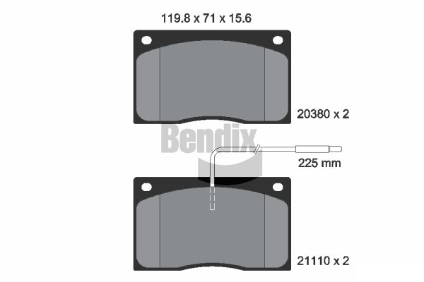 BENDIX Braking BPD1701 Sada brzdových platničiek kotúčovej brzdy