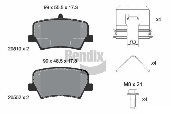 BENDIX Braking BPD2334 Sada brzdových platničiek kotúčovej brzdy