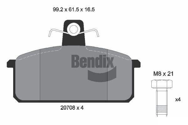 BENDIX Braking BPD1721 Sada brzdových platničiek kotúčovej brzdy