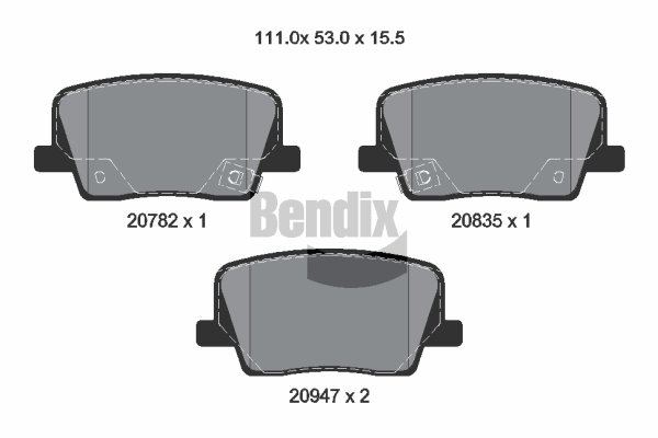 BENDIX Braking BPD2463 Sada brzdových platničiek kotúčovej brzdy