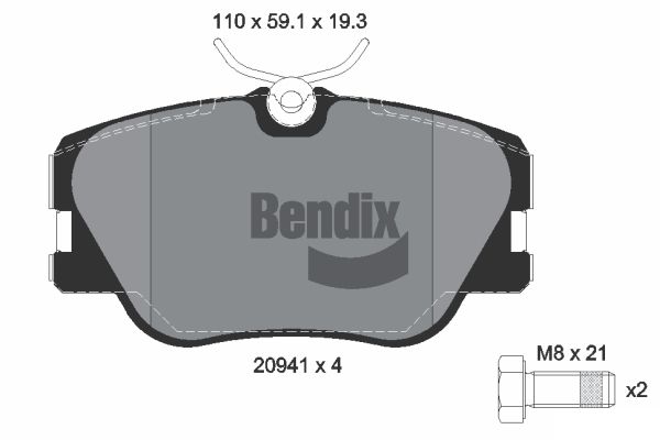 BENDIX Braking BPD1292 Sada brzdových platničiek kotúčovej brzdy