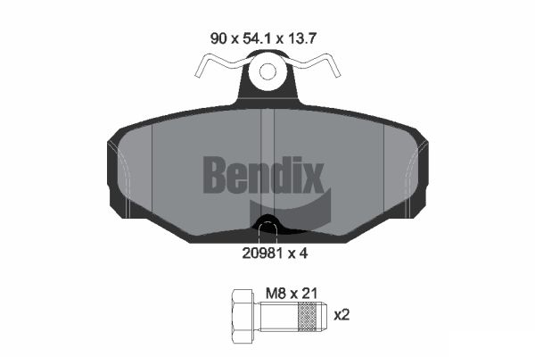 BENDIX Braking BPD1739 Sada brzdových platničiek kotúčovej brzdy