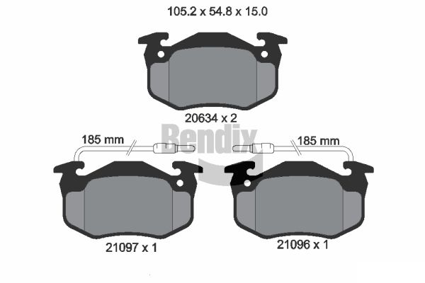 BENDIX Braking BPD1339 Sada brzdových platničiek kotúčovej brzdy