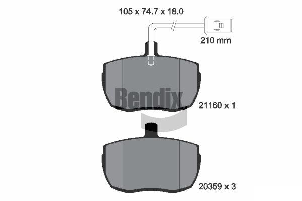 BENDIX Braking BPD1757 Sada brzdových platničiek kotúčovej brzdy