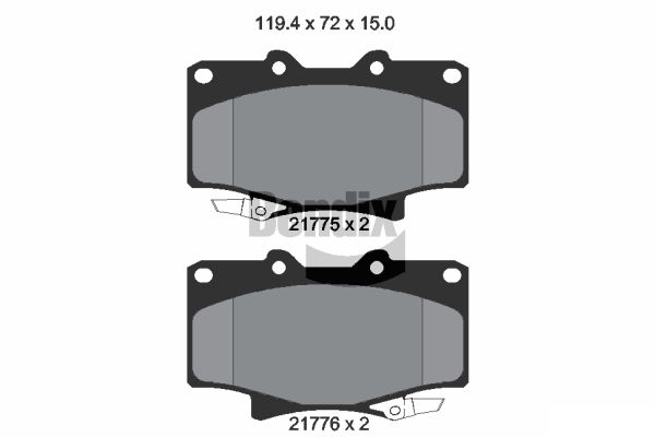 BENDIX Braking BPD1844 Sada brzdových platničiek kotúčovej brzdy