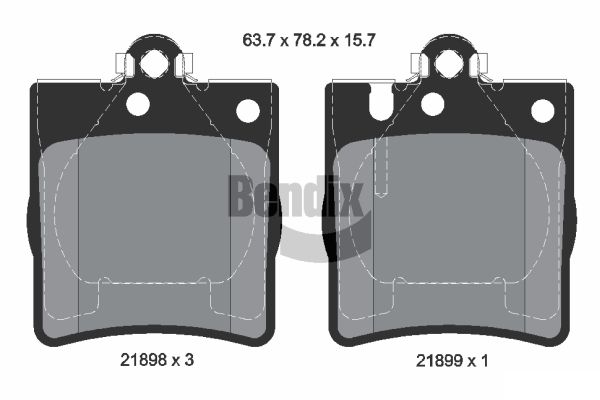 BENDIX Braking BPD1253 Sada brzdových platničiek kotúčovej brzdy