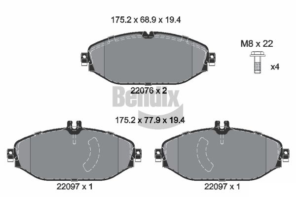 BENDIX Braking BPD1508 Sada brzdových platničiek kotúčovej brzdy