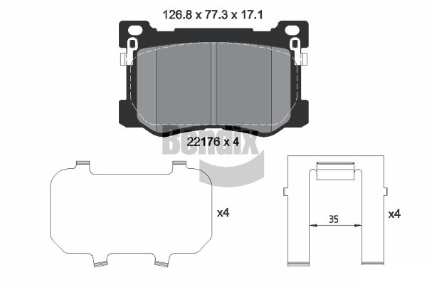 BENDIX Braking BPD2301 Sada brzdových platničiek kotúčovej brzdy