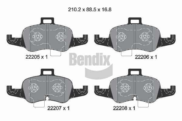 BENDIX Braking BPD2589 Sada brzdových platničiek kotúčovej brzdy