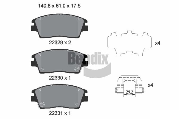 BENDIX Braking BPD2308 Sada brzdových platničiek kotúčovej brzdy