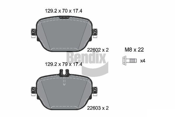 BENDIX Braking BPD2319 Sada brzdových platničiek kotúčovej brzdy