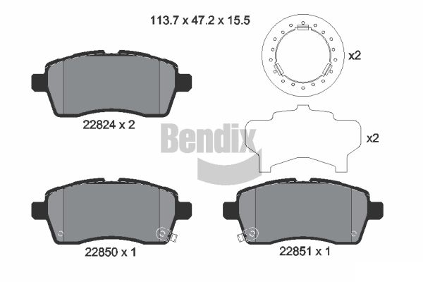 BENDIX Braking BPD2323 Sada brzdových platničiek kotúčovej brzdy