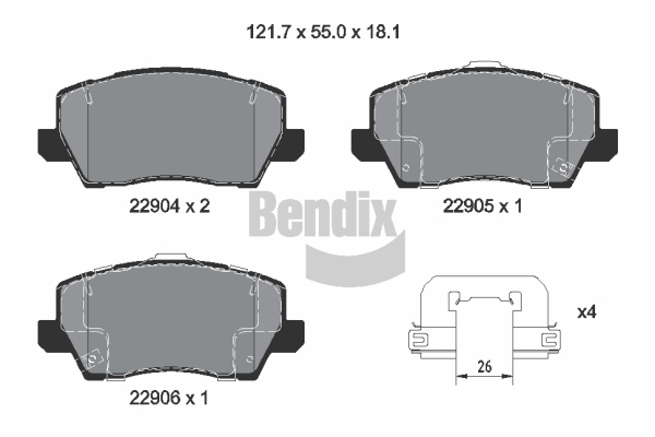 BENDIX Braking BPD2444 Sada brzdových platničiek kotúčovej brzdy