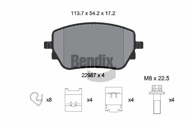 BENDIX Braking BPD2349 Sada brzdových platničiek kotúčovej brzdy