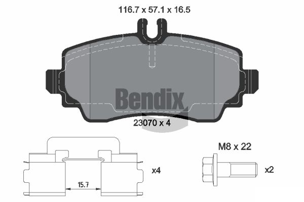 BENDIX Braking BPD1385 Sada brzdových platničiek kotúčovej brzdy