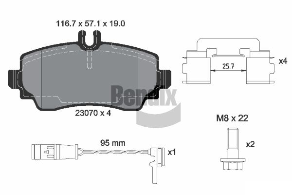 BENDIX Braking BPD1581 Sada brzdových platničiek kotúčovej brzdy