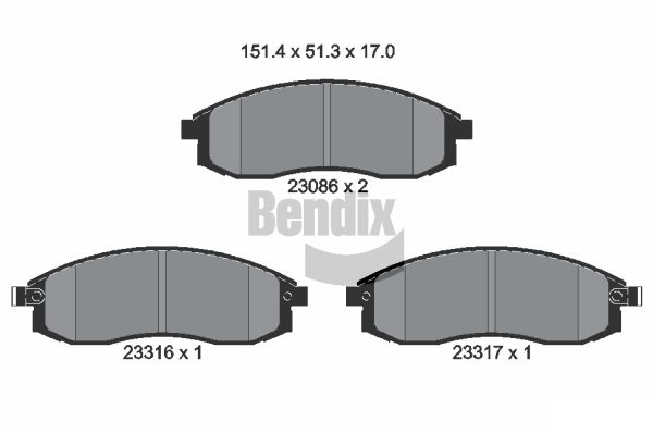 BENDIX Braking BPD1914 Sada brzdových platničiek kotúčovej brzdy