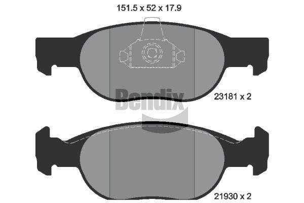 BENDIX Braking BPD1167 Sada brzdových platničiek kotúčovej brzdy