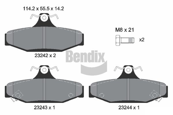 BENDIX Braking BPD1952 Sada brzdových platničiek kotúčovej brzdy