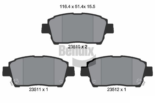 BENDIX Braking BPD1423 Sada brzdových platničiek kotúčovej brzdy