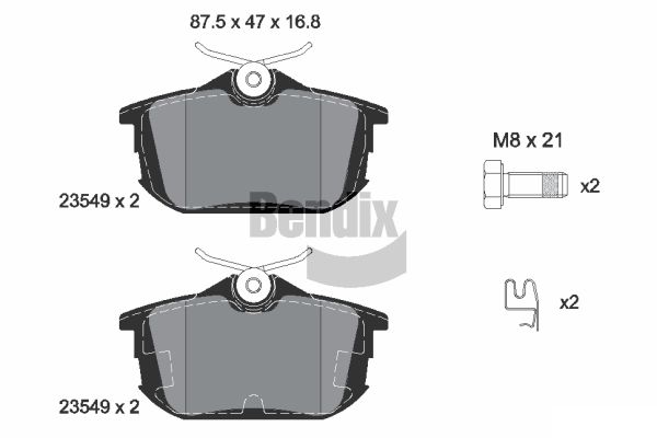 BENDIX Braking BPD1395 Sada brzdových platničiek kotúčovej brzdy