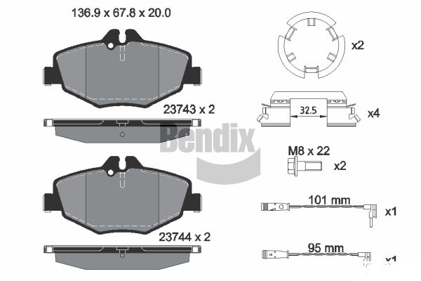 BENDIX Braking BPD1126 Sada brzdových platničiek kotúčovej brzdy