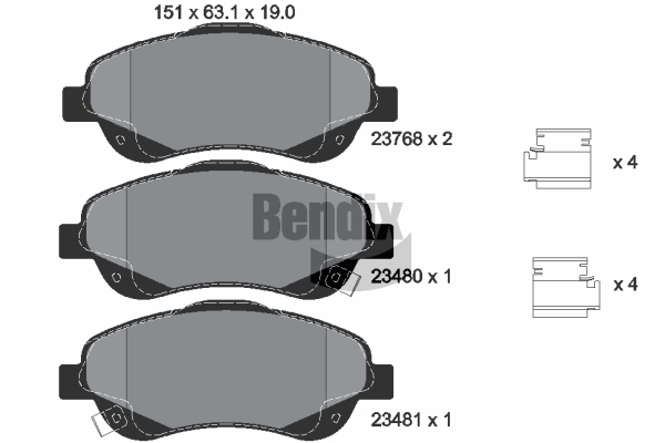 BENDIX Braking BPD1319 Sada brzdových platničiek kotúčovej brzdy