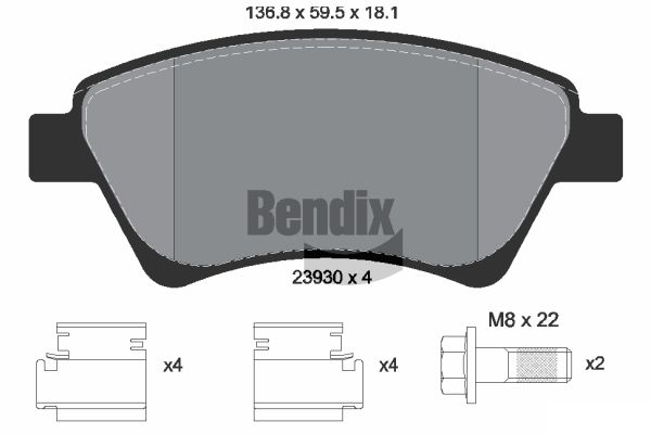 BENDIX Braking BPD1064 Sada brzdových platničiek kotúčovej brzdy