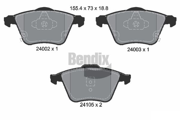 BENDIX Braking BPD2075 Sada brzdových platničiek kotúčovej brzdy
