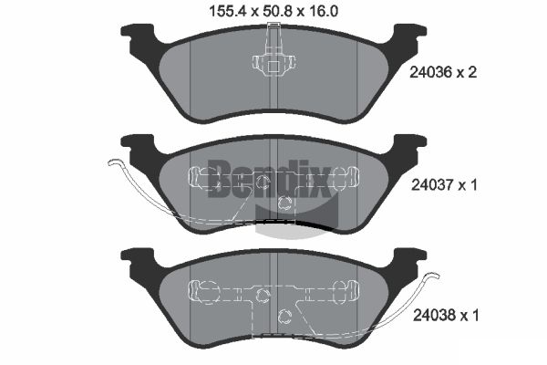 BENDIX Braking BPD2082 Sada brzdových platničiek kotúčovej brzdy