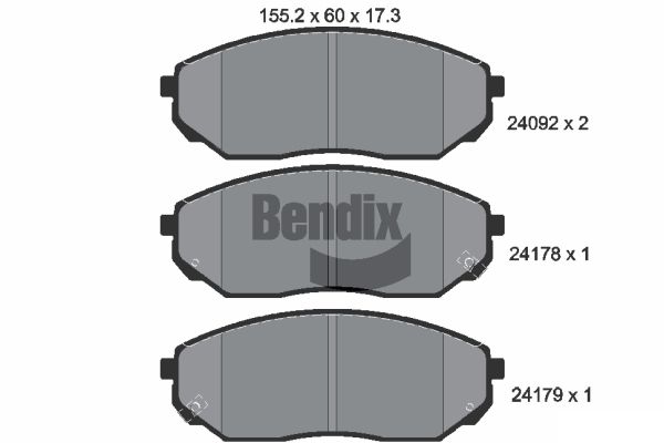 BENDIX Braking BPD2093 Sada brzdových platničiek kotúčovej brzdy