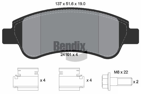 BENDIX Braking BPD1041 Sada brzdových platničiek kotúčovej brzdy
