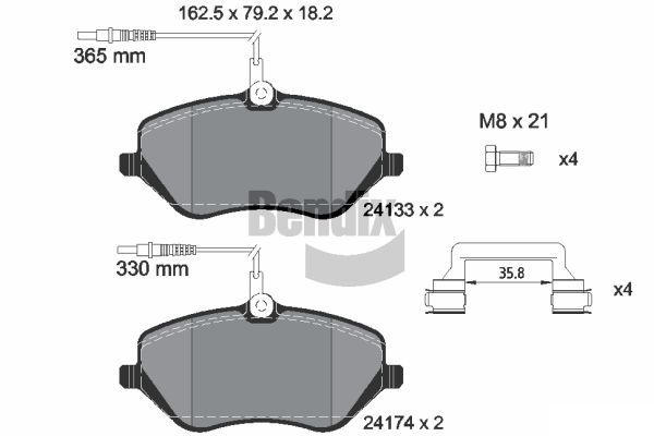 BENDIX Braking BPD1471 Sada brzdových platničiek kotúčovej brzdy