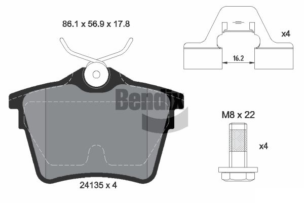 BENDIX Braking BPD1152 Sada brzdových platničiek kotúčovej brzdy