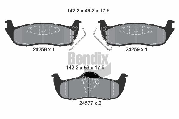 BENDIX Braking BPD2115 Sada brzdových platničiek kotúčovej brzdy