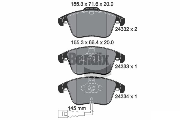 BENDIX Braking BPD1149 Sada brzdových platničiek kotúčovej brzdy