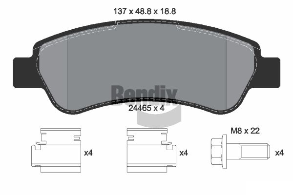 BENDIX Braking BPD1050 Sada brzdových platničiek kotúčovej brzdy
