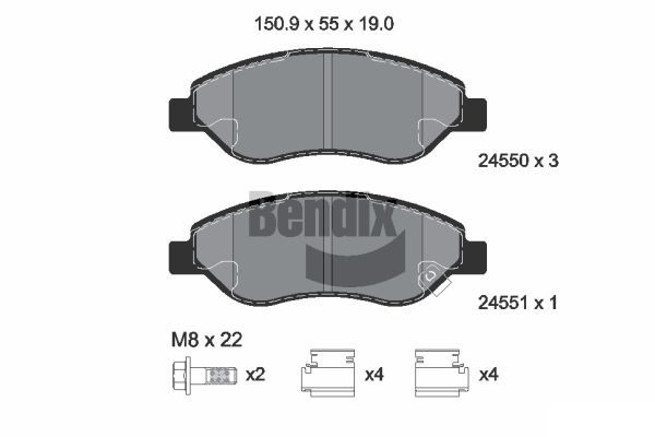 BENDIX Braking BPD2168 Sada brzdových platničiek kotúčovej brzdy