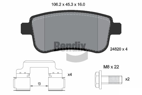 BENDIX Braking BPD1133 Sada brzdových platničiek kotúčovej brzdy