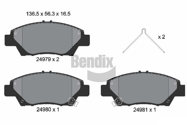 BENDIX Braking BPD1326 Sada brzdových platničiek kotúčovej brzdy