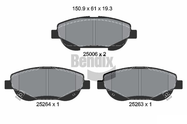 BENDIX Braking BPD2216 Sada brzdových platničiek kotúčovej brzdy