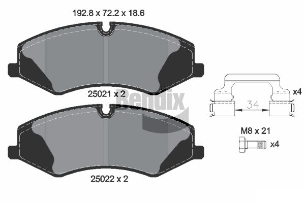 BENDIX Braking BPD2218 Sada brzdových platničiek kotúčovej brzdy