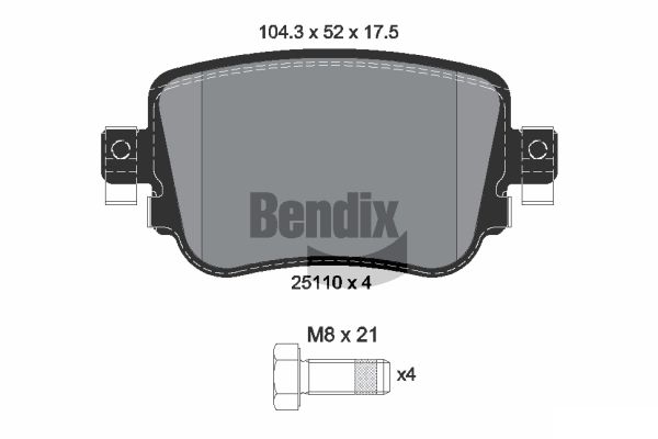 BENDIX Braking BPD1325 Sada brzdových platničiek kotúčovej brzdy