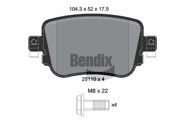 BENDIX Braking BPD1511 Sada brzdových platničiek kotúčovej brzdy