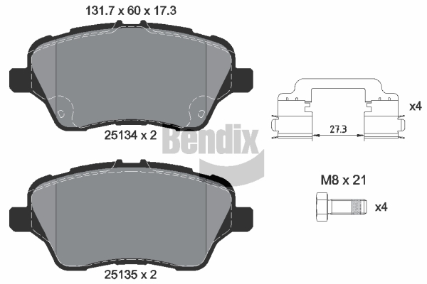 BENDIX Braking BPD1139 Sada brzdových platničiek kotúčovej brzdy