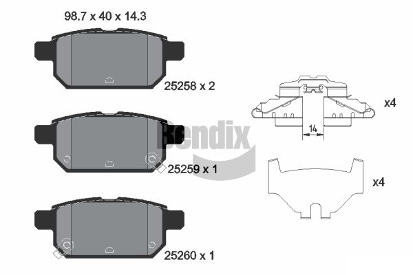 BENDIX Braking BPD2240 Sada brzdových platničiek kotúčovej brzdy
